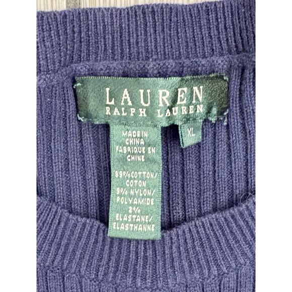 Lauren Ralph Lauren Navy/Blue Striped Sweater Size XL Nautical Coastal - Picture 2 of 5